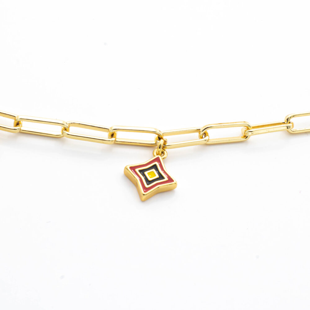 GOLD ENAMEL CHAIN BRACELET