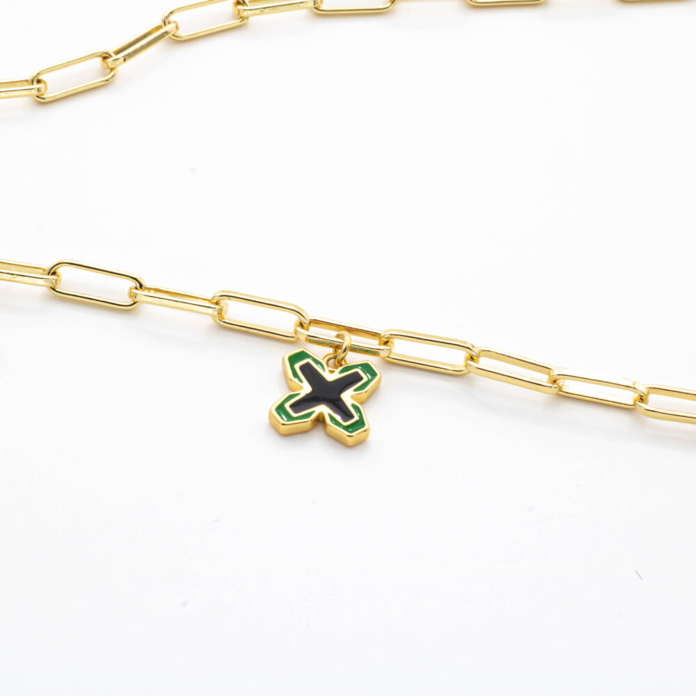 GOLD ENAMEL CHAIN BRACELET