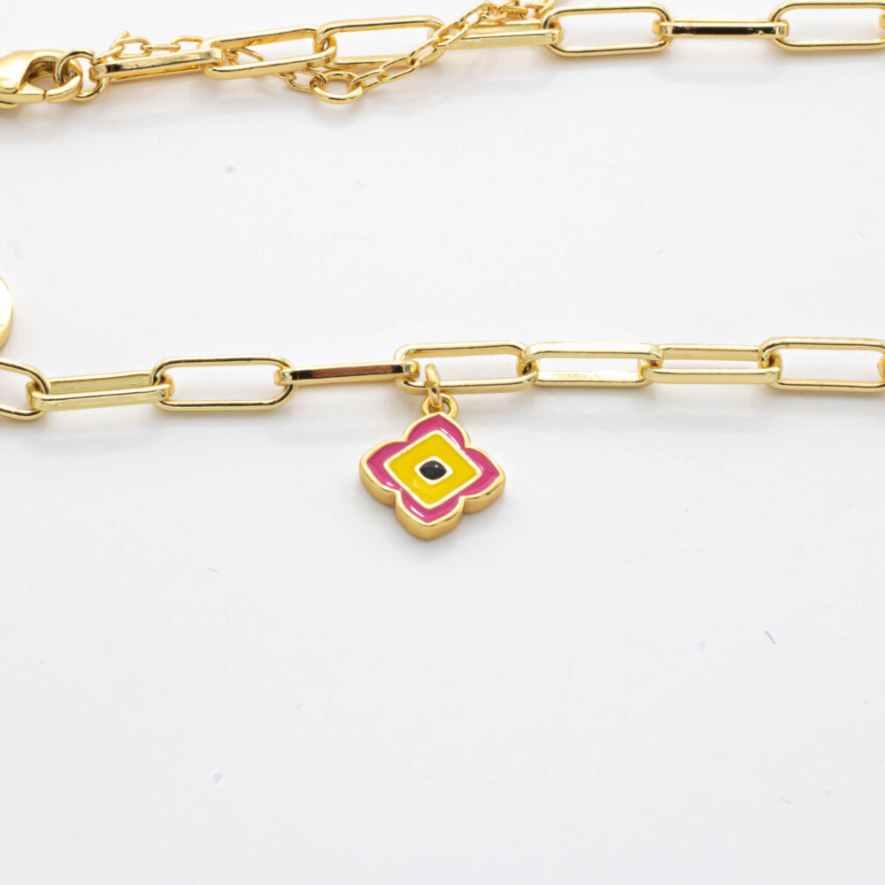 GOLD ENAMEL CHAIN BRACELET