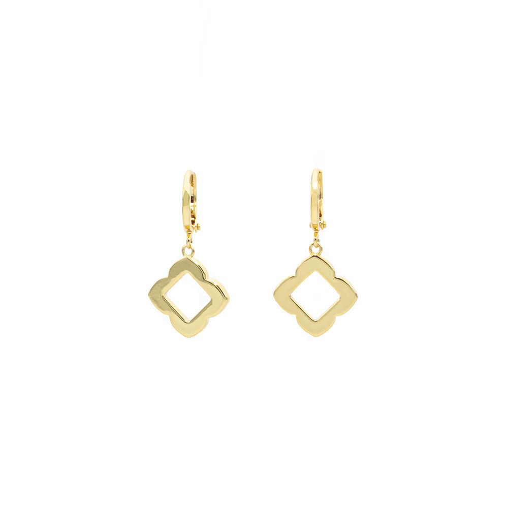 Gold flower hoop earrings