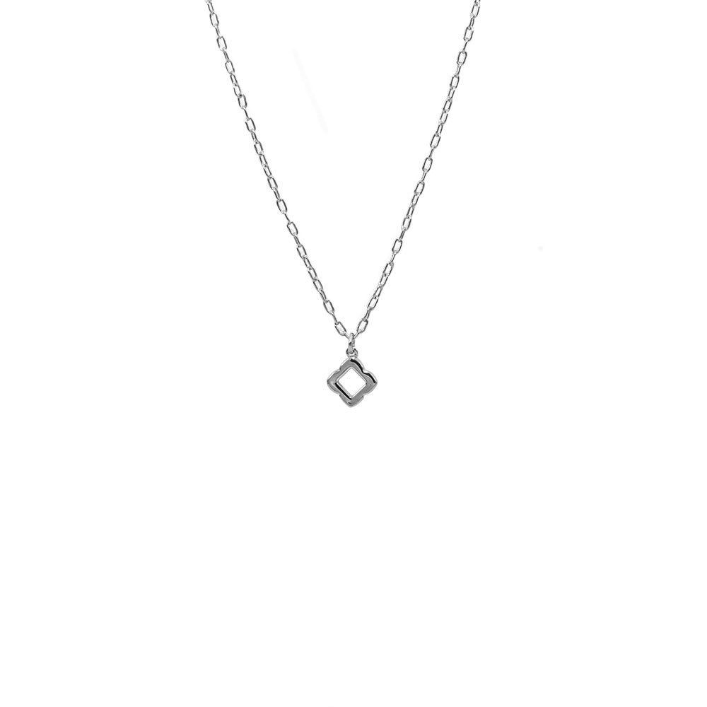 silver flower chain necklace