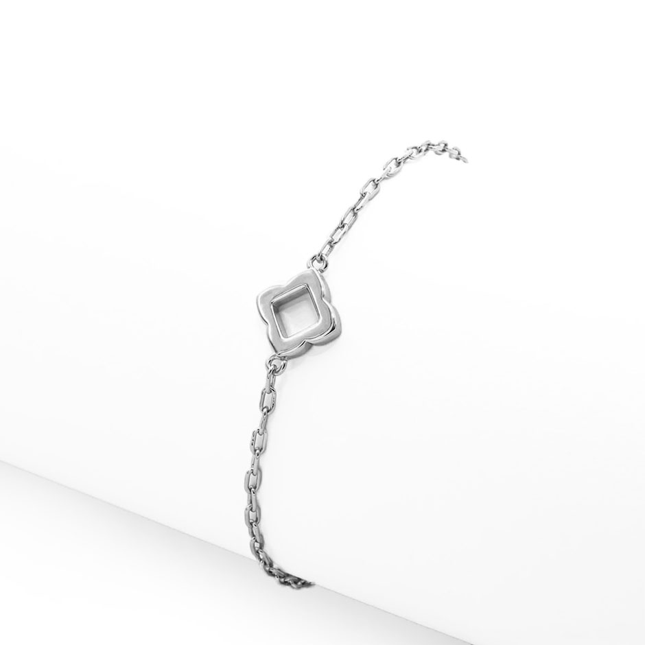 silver flower chain bracelet