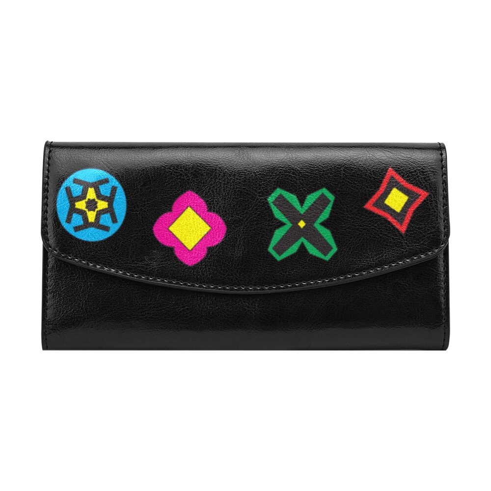 women wallet, leather wallet, black leather wallet, SYMBOLS BIG WALLET