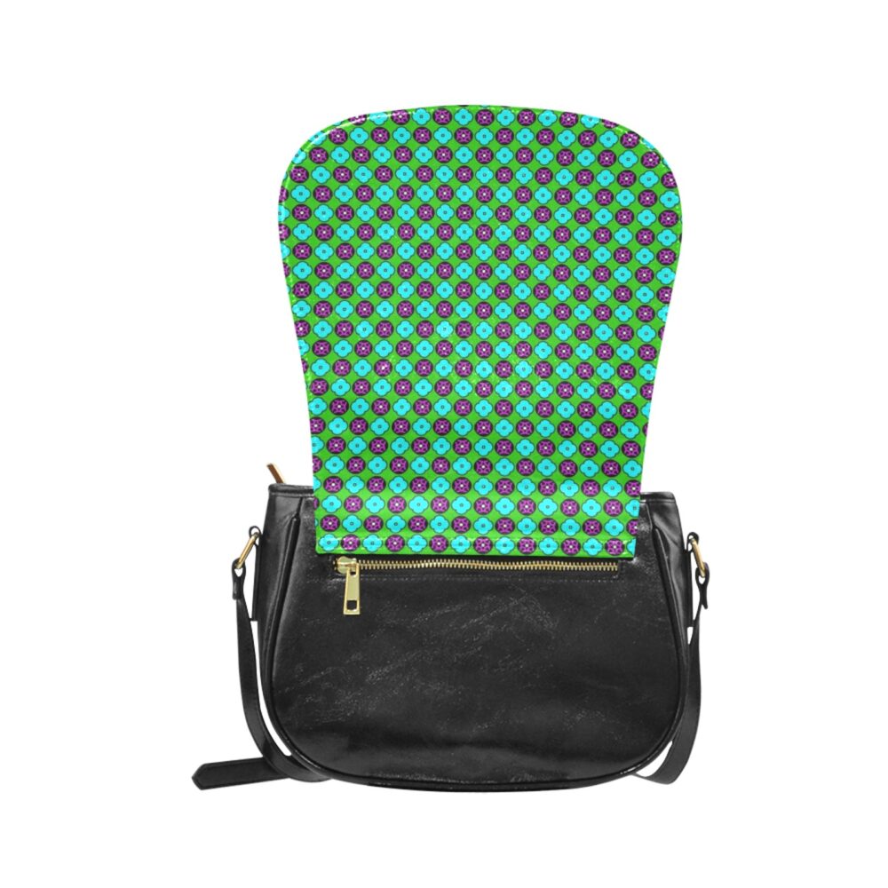 green crosbody bag-saddle bag, leather saddle bag, saddle leopard bag-green flower print bag-tasda-tasda bags