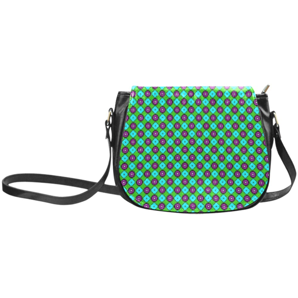green crosbody bag-saddle bag, leather saddle bag, saddle leopard bag-green flower print bag-tasda-tasda bags
