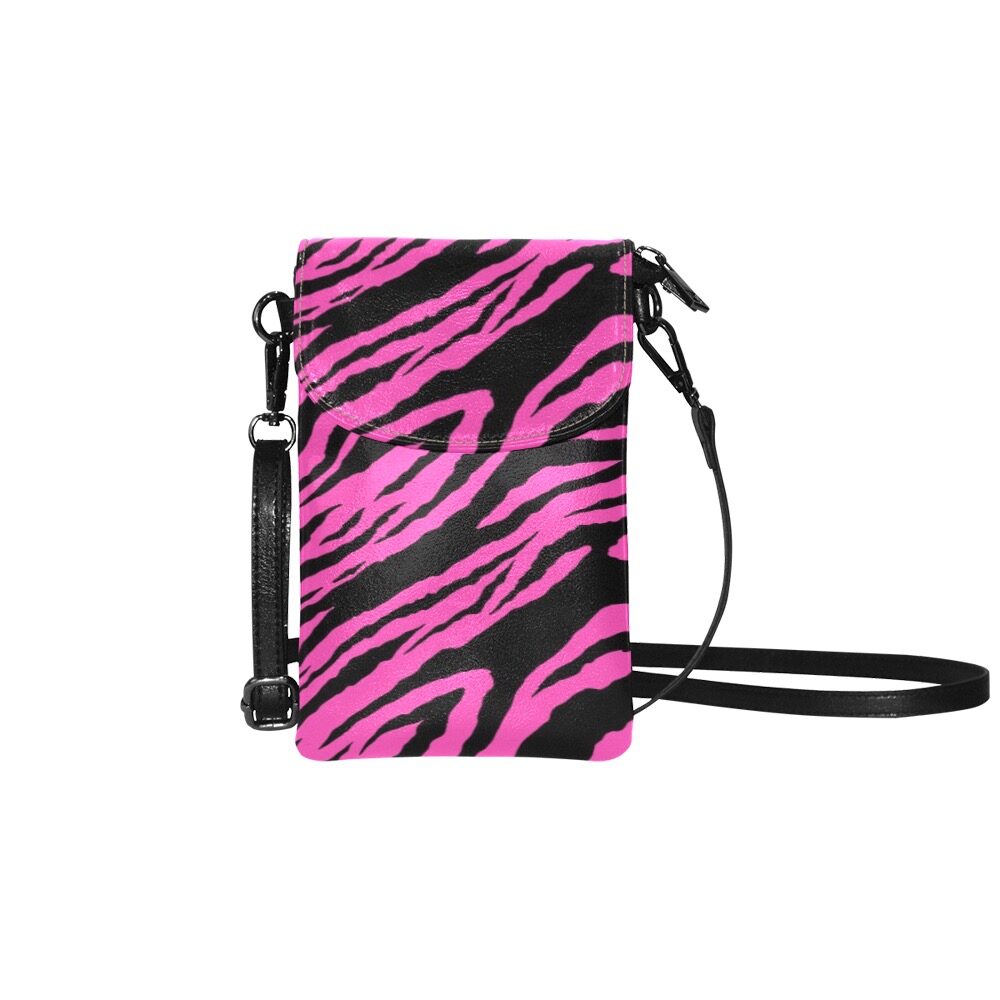 Fuchsia print tiger phone bag, pink phone bag, fuchsia phone bag, tiger phone bag-tasda-tasda bags