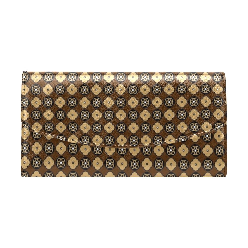 brown floral print women wallet