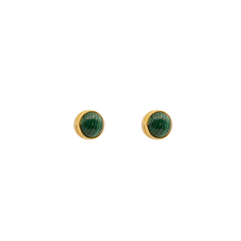 gold malachite stone earrings