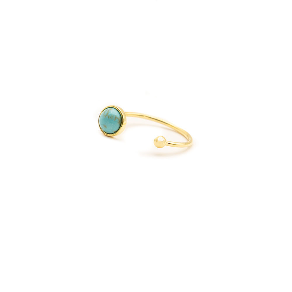 turquoise open ring gold - tasda jewelry