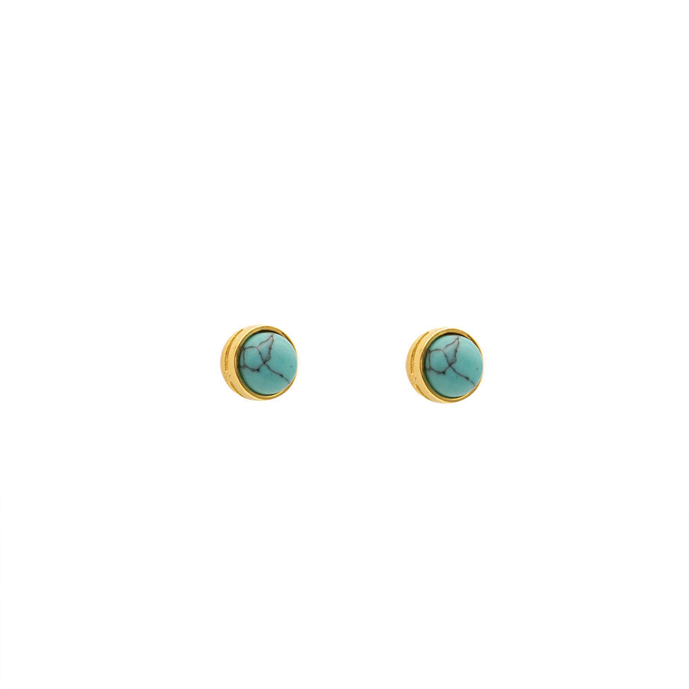 turquoise stud earrins gold - tasda - tasda jewelry