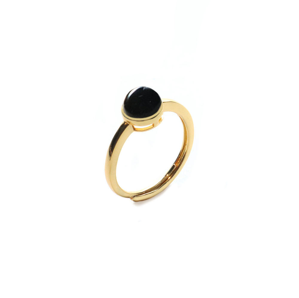 Gold Onyx Open Ring