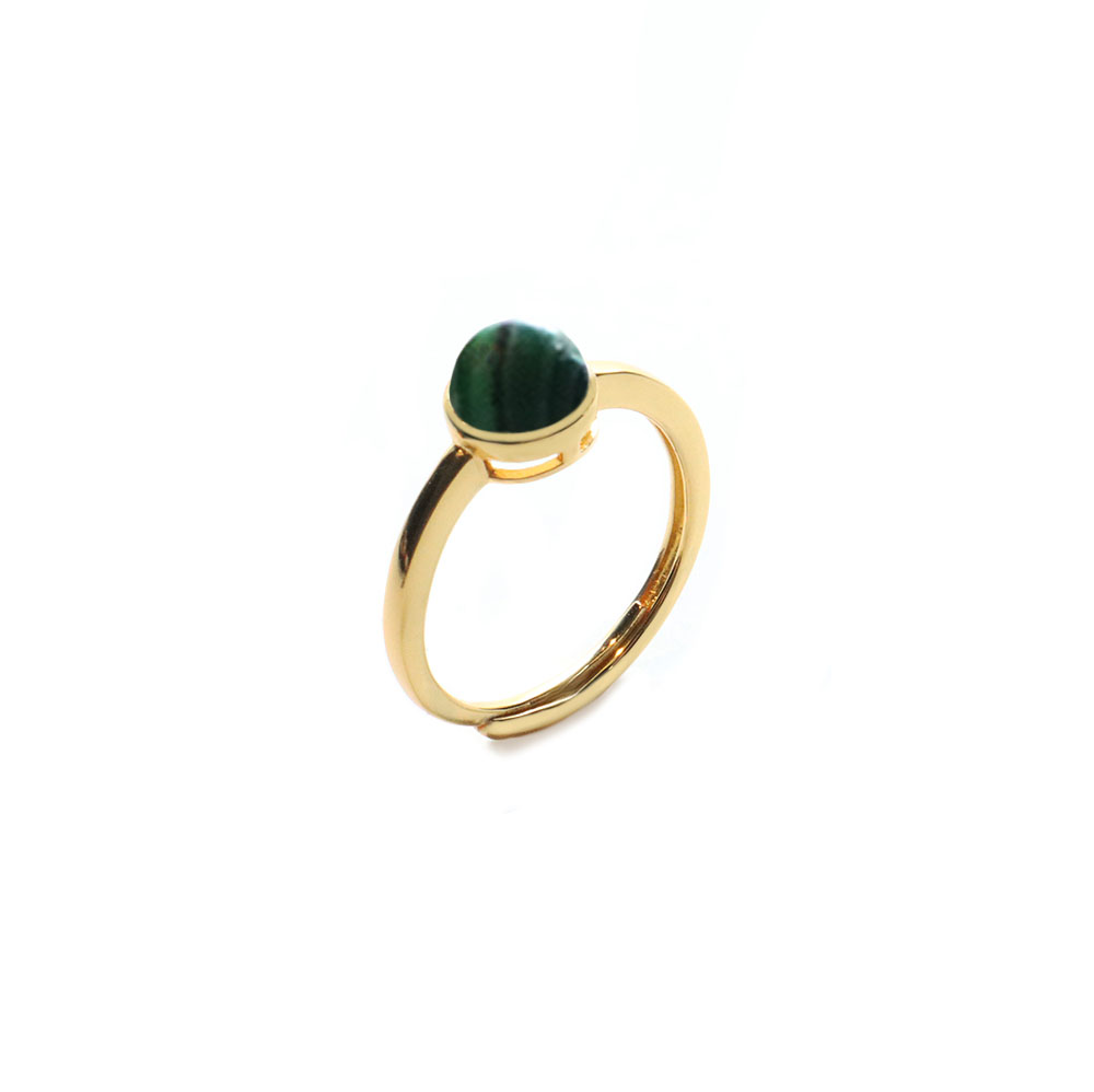 Gold Malachite Open Ring