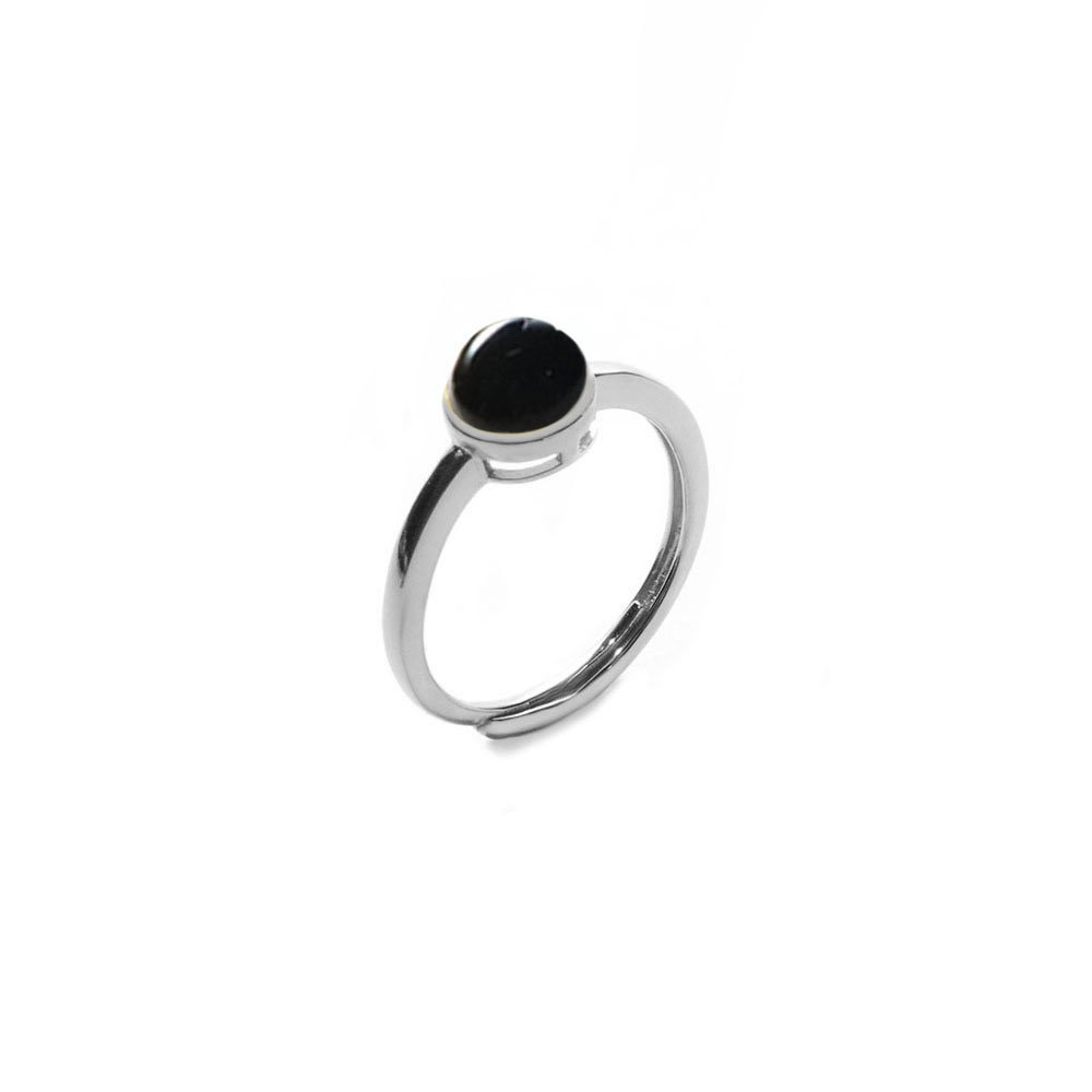 Silver Onyx Open Ring